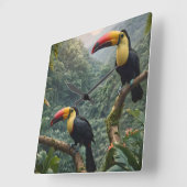 熱帯性のトカンの鳥が二羽 スクエア壁時計 (傾斜)