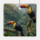熱帯性のトカンの鳥が二羽 セラミックオーナメント (裏面)