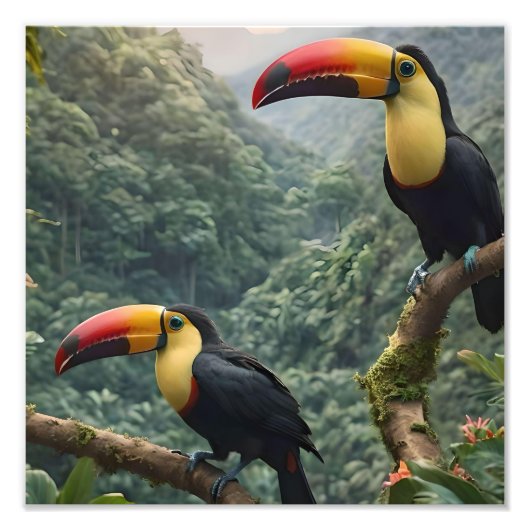 熱帯性のトカンの鳥が二羽 フォトプリント            (正面)