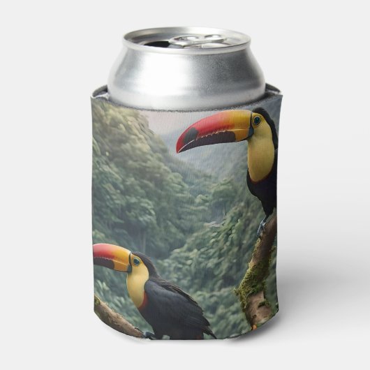熱帯性のトカンの鳥が二羽 缶クーラー (缶正面)