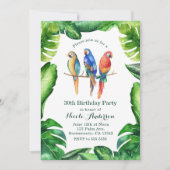 熱帯性のパロッツの鳥と葉パーティーの侵略 招待状 (正面)