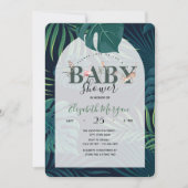 熱帯性のパーム離れのジャングル動物の赤ちゃんシャワー 招待状 (正面)