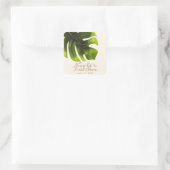 熱帯性のヤシのエレガント葉のモダン夏結婚の様子 スクエアシール (バッグ)