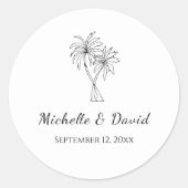 熱帯性のヤシの木のエレガント目的地の結婚式 ラウンドシール (正面)