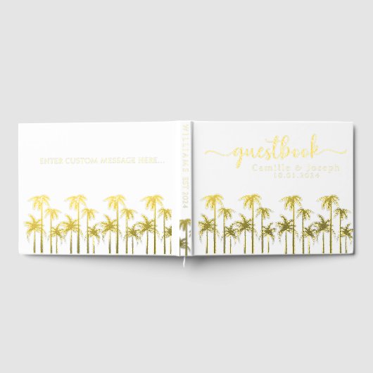 熱帯性のヤシの木の目的地のウェディングゲストブック ゲストブック (全面)