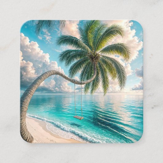 熱帯性のヤシの木(スイング付き) スクエア名刺 (正面)