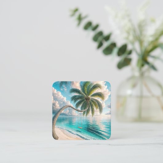 熱帯性のヤシの木(スイング付き) スクエア名刺 (スタンド正面)