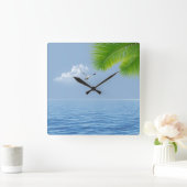 熱帯性のヤシの水上 スクエア壁時計 (ホーム)