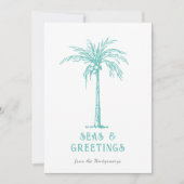 熱帯性のヤシの海とグリーティングクリスマスフォト シーズンカード (正面)