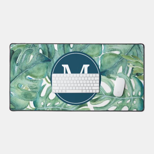 熱帯性のヤシの葉が緑にかわいい デスクマット (キーボード&マウス)