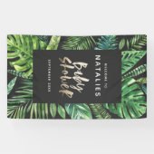 熱帯性のヤシの葉とスクリプトのベビーシャワー 横断幕 (横)