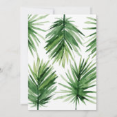 熱帯性のヤシの葉と金ゴールドの台本 セーブザデート (裏面)