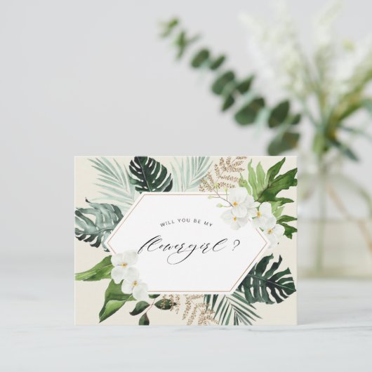 熱帯性のヤシフローラは私の花の飾り インビテーションポストカード (スタンド正面)