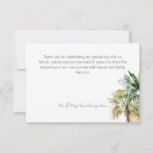 熱帯性のヤシモダン結婚の木 サンキューカード (裏面)