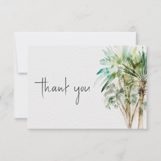 熱帯性のヤシモダン結婚の木 サンキューカード (正面)