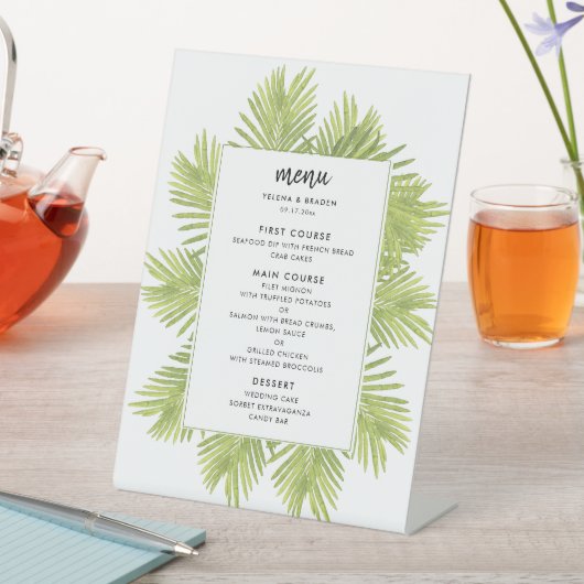 熱帯性のヤシ結婚の木のメニュー 台座サイン (インサイチュ)