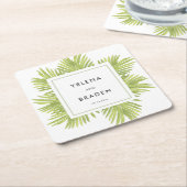 熱帯性のヤシ結婚の木 スクエアペーパーコースター (アングル)