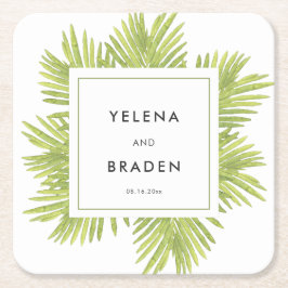 熱帯性のヤシ結婚の木 スクエアペーパーコースター