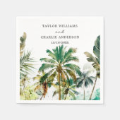 熱帯性のヤシ結婚の木 スタンダードカクテルナプキン (正面)