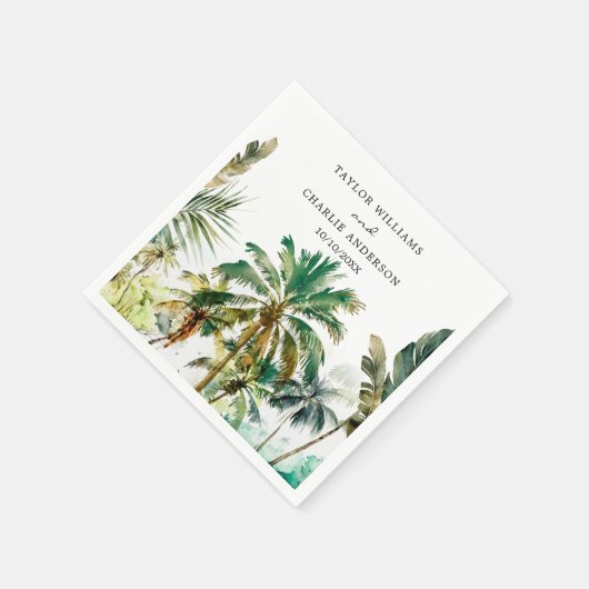 熱帯性のヤシ結婚の木 スタンダードカクテルナプキン (角)