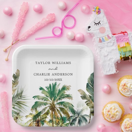 熱帯性のヤシ結婚の木 ペーパープレート (パーティー)