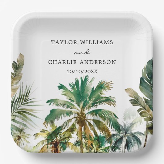 熱帯性のヤシ結婚の木 ペーパープレート (正面)