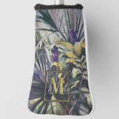 熱帯性のヤシ絵を描の木とモノグラム ゴルフヘッドカバー (回転90)