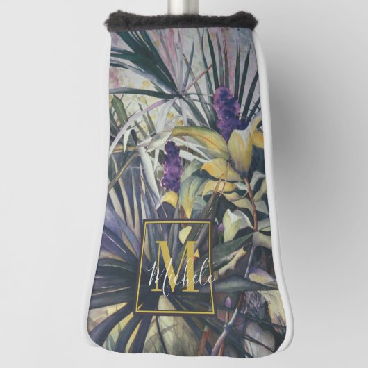 熱帯性のヤシ絵を描の木とモノグラム ゴルフヘッドカバー (回転90)