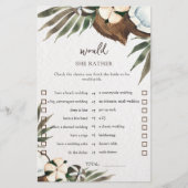 熱帯性の彼女は、むしろブライダルシャワーのゲームカード (正面)