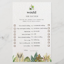 熱帯性の彼女は、むしろブライダルシャワーのゲームカード