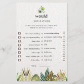 熱帯性の彼女は、むしろブライダルシャワーのゲームカード (正面)