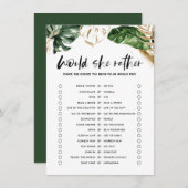 熱帯性の彼女は、むしろブライダルシャワーゲーム エンクロージャーカード (正面/裏面)