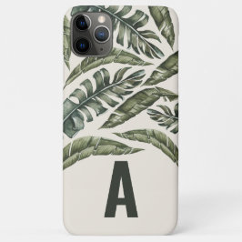 熱帯性の葉と植物のパーソナライズされたイニシャル iPhone 11 PRO MAXケース