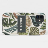 熱帯性の葉と植物名パーソナライズされた称 Case-Mate iPhoneケース (裏面(横))