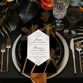 熱帯性の黄金のヤシ結婚の木 招待状