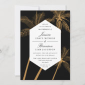 熱帯性の黄金のヤシ結婚の木 招待状 (正面)