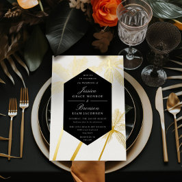 熱帯性の黄金のヤシ結婚の木 箔招待状