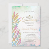 熱帯性カラフルパイナップルパーム夏 招待状 (正面)