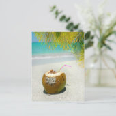 熱帯性ココナッツのビーチの上カリブのに ポストカード (スタンド正面)