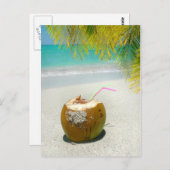 熱帯性ココナッツのビーチの上カリブのに ポストカード (正面/裏面)
