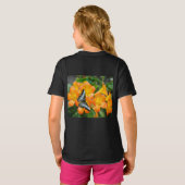 熱帯性シャクナゲTシャツ付きブルーバタフライ Tシャツ (裏面フル)