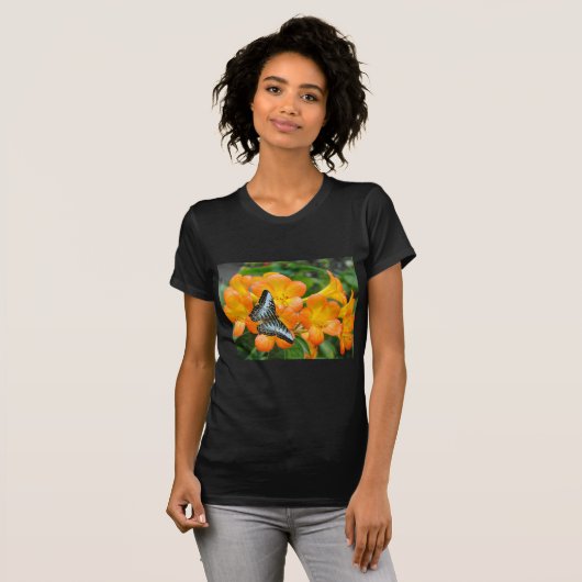 熱帯性シャクナゲTシャツ付きブルーバタフライ Tシャツ (正面フル)