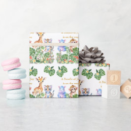 熱帯性ジャングルの赤ん坊の動物 ラッピングペーパー