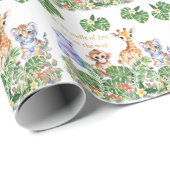 熱帯性ジャングルの赤ん坊の動物 ラッピングペーパー (ロールコーナー)