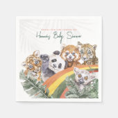 熱帯性ジャングルの赤ん坊の動物 |赤ちゃんシャワー スタンダードカクテルナプキン (正面)