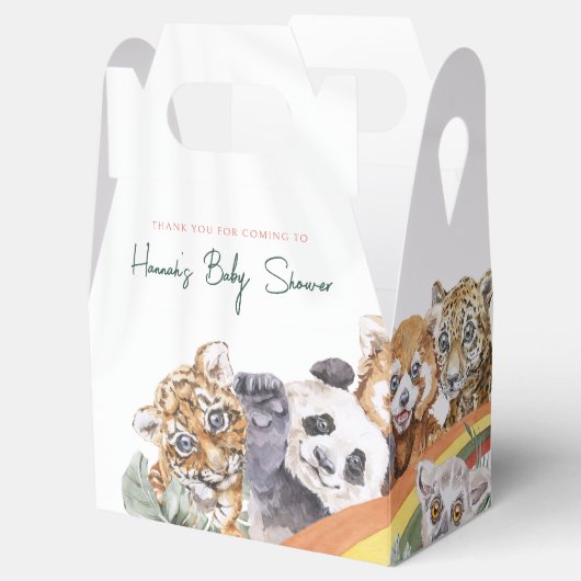 熱帯性ジャングルの赤ん坊の動物 |赤ちゃんシャワー フェイバーボックス (オープン)