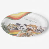 熱帯性ジャングルの赤ん坊の動物 |赤ちゃんシャワー ペーパープレート (アングル)