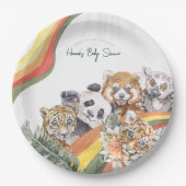 熱帯性ジャングルの赤ん坊の動物 |赤ちゃんシャワー ペーパープレート (正面)