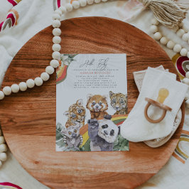 熱帯性ジャングルの赤ん坊の動物 |赤ちゃんシャワー 招待状