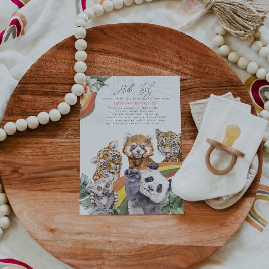 熱帯性ジャングルの赤ん坊の動物 |赤ちゃんシャワー 招待状